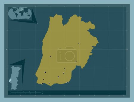 Téléchargez les photos : Lisboa, district of Portugal. Solid color shape. Locations of major cities of the region. Corner auxiliary location maps - en image libre de droit