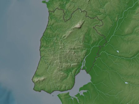 Téléchargez les photos : Lisboa, district of Portugal. Elevation map colored in wiki style with lakes and rivers - en image libre de droit