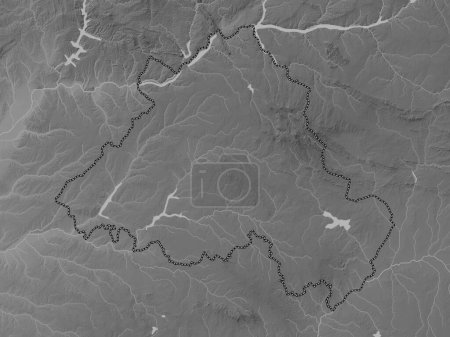Photo for Portalegre, district of Portugal. Grayscale elevation map with lakes and rivers - Royalty Free Image