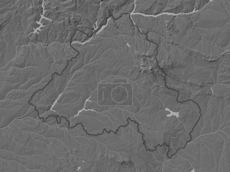 Téléchargez les photos : Portalegre, district of Portugal. Bilevel elevation map with lakes and rivers - en image libre de droit