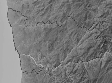 Photo for Porto, district of Portugal. Grayscale elevation map with lakes and rivers - Royalty Free Image