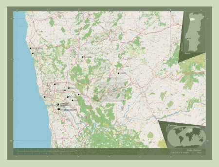 Foto de Porto, district of Portugal. Open Street Map. Locations and names of major cities of the region. Corner auxiliary location maps - Imagen libre de derechos