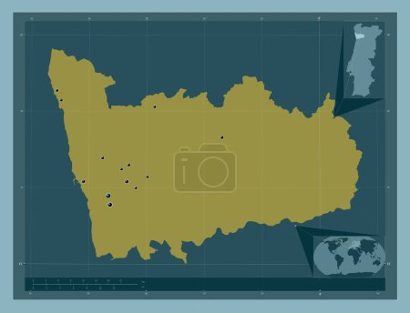 Foto de Porto, district of Portugal. Solid color shape. Locations of major cities of the region. Corner auxiliary location maps - Imagen libre de derechos