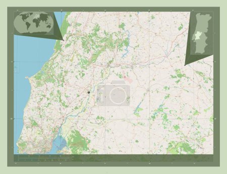 Téléchargez les photos : Santarem, district of Portugal. Open Street Map. Corner auxiliary location maps - en image libre de droit