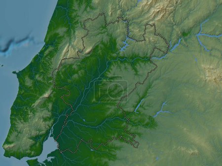 Foto de Santarem, district of Portugal. Colored elevation map with lakes and rivers - Imagen libre de derechos