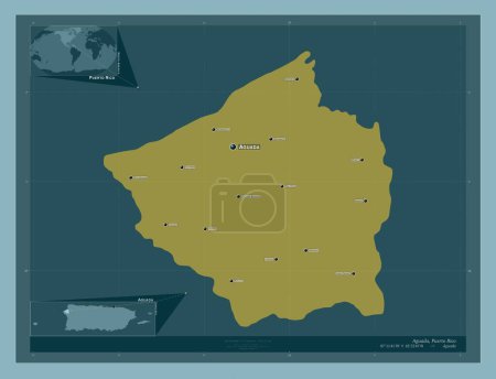 Photo for Aguada, municipality of Puerto Rico. Solid color shape. Locations and names of major cities of the region. Corner auxiliary location maps - Royalty Free Image