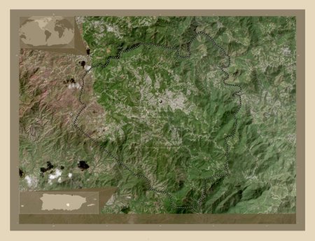 Photo for Aibonito, municipality of Puerto Rico. High resolution satellite map. Corner auxiliary location maps - Royalty Free Image