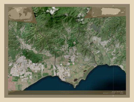 Foto de Arroyo, municipality of Puerto Rico. High resolution satellite map. Locations and names of major cities of the region. Corner auxiliary location maps - Imagen libre de derechos