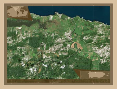 Foto de Barceloneta, municipality of Puerto Rico. Low resolution satellite map. Corner auxiliary location maps - Imagen libre de derechos
