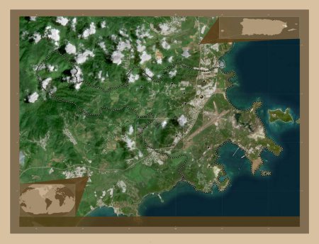 Foto de Ceiba, municipality of Puerto Rico. Low resolution satellite map. Locations of major cities of the region. Corner auxiliary location maps - Imagen libre de derechos