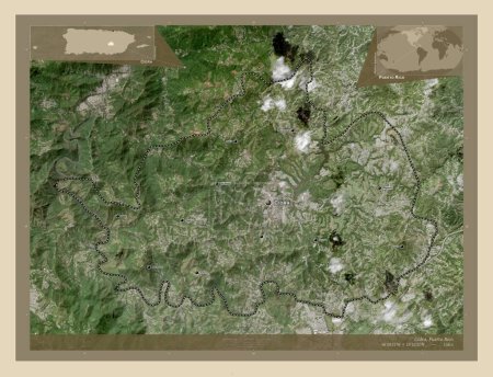 Photo for Cidra, municipality of Puerto Rico. High resolution satellite map. Locations and names of major cities of the region. Corner auxiliary location maps - Royalty Free Image