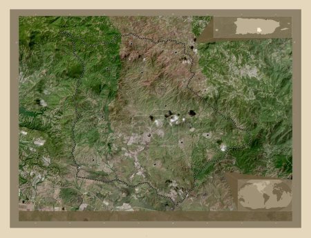 Photo for Coamo, municipality of Puerto Rico. High resolution satellite map. Locations of major cities of the region. Corner auxiliary location maps - Royalty Free Image