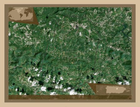 Photo for Corozal, municipality of Puerto Rico. Low resolution satellite map. Corner auxiliary location maps - Royalty Free Image
