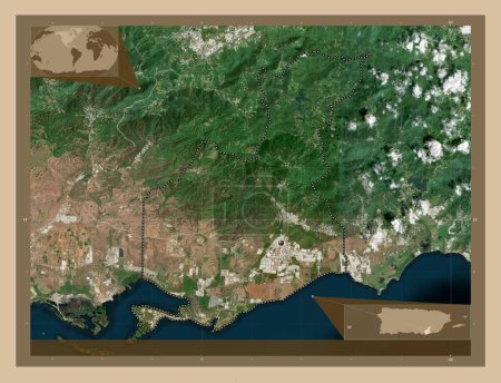 Photo for Guayama, municipality of Puerto Rico. Low resolution satellite map. Corner auxiliary location maps - Royalty Free Image