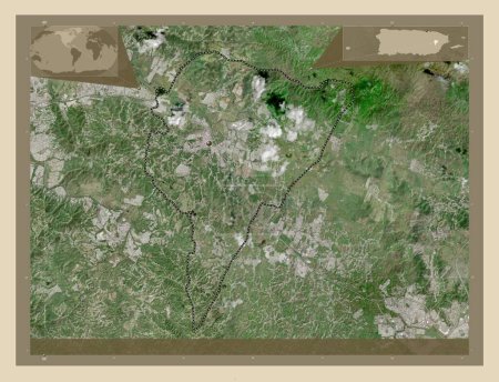 Téléchargez les photos : Juncos, municipality of Puerto Rico. High resolution satellite map. Corner auxiliary location maps - en image libre de droit