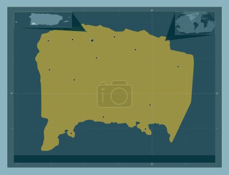 Photo for Lajas, municipality of Puerto Rico. Solid color shape. Locations of major cities of the region. Corner auxiliary location maps - Royalty Free Image