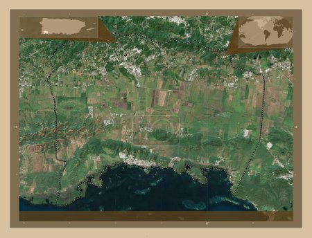 Foto de Lajas, municipality of Puerto Rico. Low resolution satellite map. Corner auxiliary location maps - Imagen libre de derechos