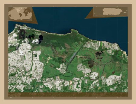 Photo for Loiza, municipality of Puerto Rico. Low resolution satellite map. Corner auxiliary location maps - Royalty Free Image