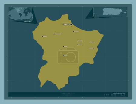 Foto de Luquillo, municipality of Puerto Rico. Solid color shape. Locations and names of major cities of the region. Corner auxiliary location maps - Imagen libre de derechos