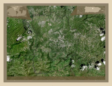 Téléchargez les photos : Morovis, municipality of Puerto Rico. High resolution satellite map. Locations of major cities of the region. Corner auxiliary location maps - en image libre de droit