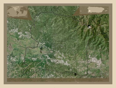 Photo for San German, municipality of Puerto Rico. High resolution satellite map. Corner auxiliary location maps - Royalty Free Image