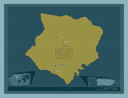 Foto de Santa Isabel, municipality of Puerto Rico. Solid color shape. Locations and names of major cities of the region. Corner auxiliary location maps - Imagen libre de derechos