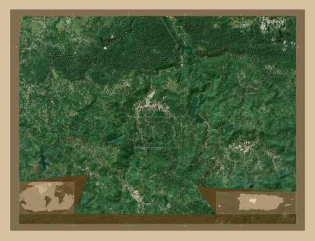 Photo for Utuado, municipality of Puerto Rico. Low resolution satellite map. Locations of major cities of the region. Corner auxiliary location maps - Royalty Free Image