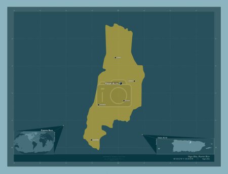 Foto de Vega Alta, municipality of Puerto Rico. Solid color shape. Locations and names of major cities of the region. Corner auxiliary location maps - Imagen libre de derechos