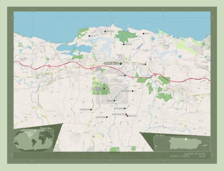 Photo for Vega Baja, municipality of Puerto Rico. Open Street Map. Locations and names of major cities of the region. Corner auxiliary location maps - Royalty Free Image