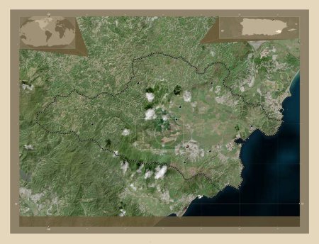 Téléchargez les photos : Yabucoa, municipality of Puerto Rico. High resolution satellite map. Locations of major cities of the region. Corner auxiliary location maps - en image libre de droit