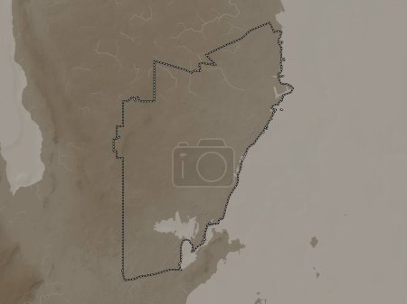 Foto de Al Wakrah, municipality of Qatar. Elevation map colored in sepia tones with lakes and rivers - Imagen libre de derechos