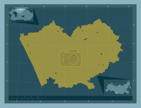 Foto de Altay, territory of Russia. Solid color shape. Locations of major cities of the region. Corner auxiliary location maps - Imagen libre de derechos