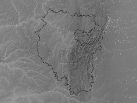 Téléchargez les photos : Bashkortostan, republic of Russia. Grayscale elevation map with lakes and rivers - en image libre de droit