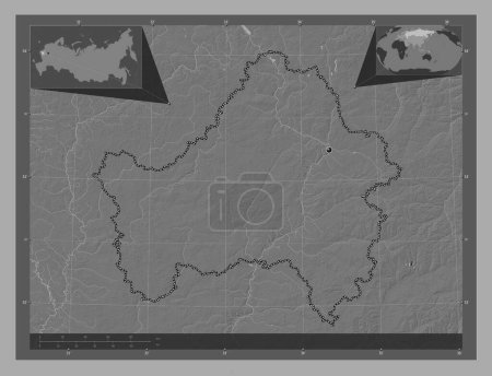 Foto de Bryansk, region of Russia. Bilevel elevation map with lakes and rivers. Corner auxiliary location maps - Imagen libre de derechos