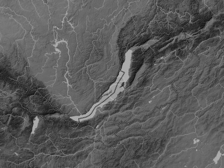 Photo for Buryat, republic of Russia. Grayscale elevation map with lakes and rivers - Royalty Free Image