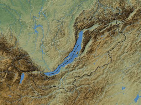 Foto de Buryat, republic of Russia. Colored elevation map with lakes and rivers - Imagen libre de derechos