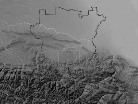 Photo for Chechnya, republic of Russia. Grayscale elevation map with lakes and rivers - Royalty Free Image