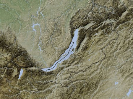 Foto de Buryat, republic of Russia. Elevation map colored in wiki style with lakes and rivers - Imagen libre de derechos