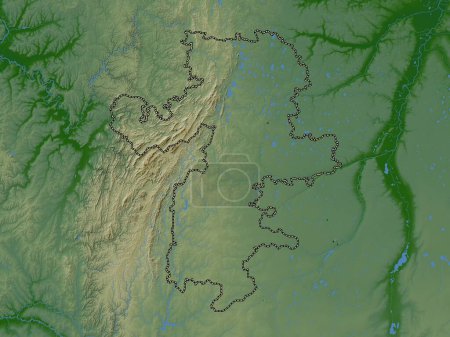 Téléchargez les photos : Chelyabinsk, region of Russia. Colored elevation map with lakes and rivers - en image libre de droit