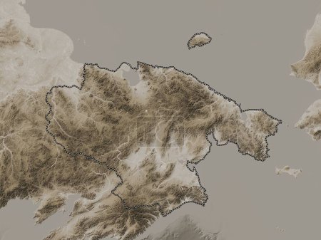 Téléchargez les photos : Chukot, autonomous province of Russia. Elevation map colored in sepia tones with lakes and rivers - en image libre de droit