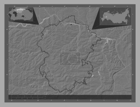 Foto de Chuvash, republic of Russia. Bilevel elevation map with lakes and rivers. Corner auxiliary location maps - Imagen libre de derechos
