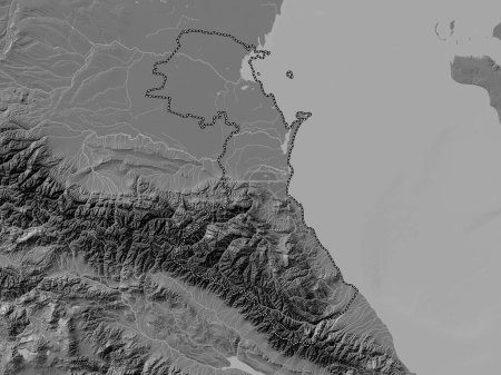 Téléchargez les photos : Dagestan, republic of Russia. Bilevel elevation map with lakes and rivers - en image libre de droit
