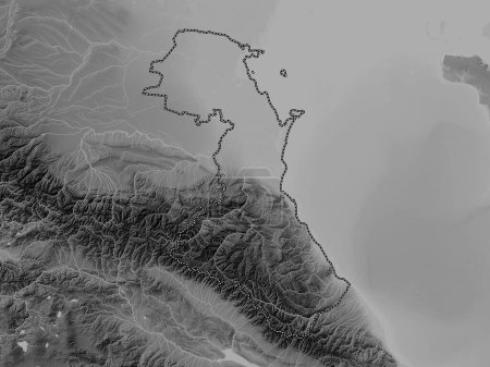 Photo for Dagestan, republic of Russia. Grayscale elevation map with lakes and rivers - Royalty Free Image