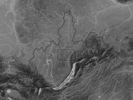 Photo for Irkutsk, region of Russia. Grayscale elevation map with lakes and rivers - Royalty Free Image