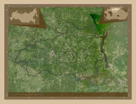 Téléchargez les photos : Ivanovo, region of Russia. Low resolution satellite map. Corner auxiliary location maps - en image libre de droit