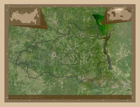 Photo for Ivanovo, region of Russia. Low resolution satellite map. Locations of major cities of the region. Corner auxiliary location maps - Royalty Free Image