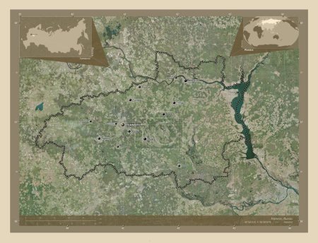 Photo for Ivanovo, region of Russia. High resolution satellite map. Locations and names of major cities of the region. Corner auxiliary location maps - Royalty Free Image