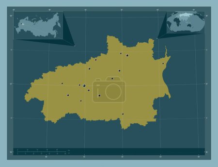 Téléchargez les photos : Ivanovo, region of Russia. Solid color shape. Locations of major cities of the region. Corner auxiliary location maps - en image libre de droit