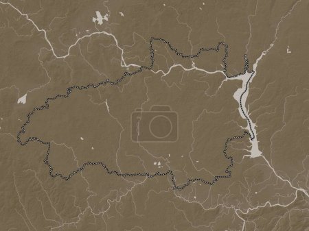 Photo for Ivanovo, region of Russia. Elevation map colored in sepia tones with lakes and rivers - Royalty Free Image