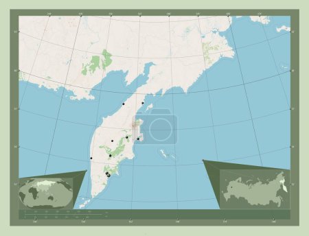 Foto de Kamchatka, territory of Russia. Open Street Map. Locations of major cities of the region. Corner auxiliary location maps - Imagen libre de derechos